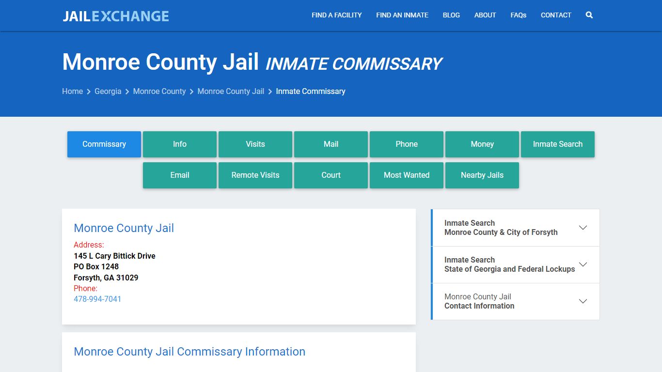 Inmate Commissary, Care Packs - Monroe County Jail, GA